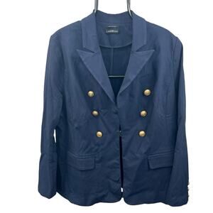 Lane Bryant Navy Blue The Bryant Captain's Blazer Jacket Sz 18 Gold Buttons